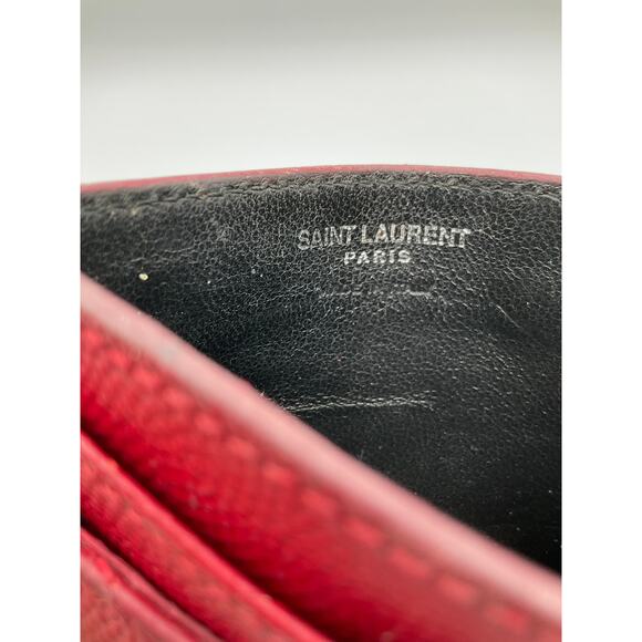 Saint Laurent YSL chevron Card Holder- Red And Gold - Picture 5 of 6